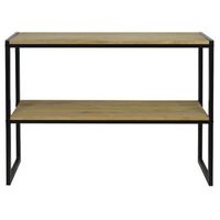 consola icub con bandeja 140x32x75cm negra en madera maciza de pino acabado vintage estilo industrial box furniture