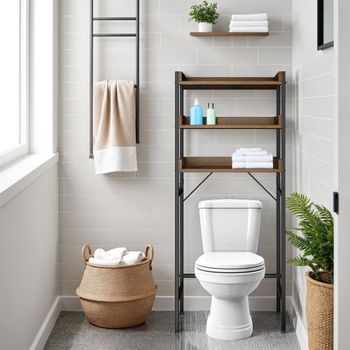 Estantería de baño con 3 estantes de 67x25x165,5 cm madera oscura