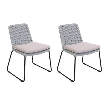Balero Silla De Jardín De Mimbre Gris Claro - Lote De 2