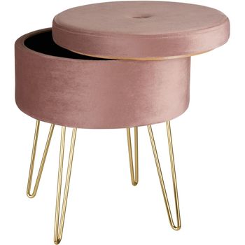 Taburete de terciopelo, suave, con almacenaje 37,5 x 44,5 cm fucsia