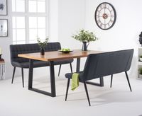 urban 180cm industrial dining table with heidi grey benches