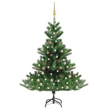 Árbol De Navidad Abeto Nordmann Con Leds Y Bolas Verde 180 Cm Vidaxl