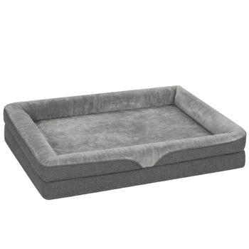 PawHut Cama para Perros Medianos Cama para Gatos Colchón para Perros con Base Antideslizante Funda Lavable 91x68x16 cm Gris