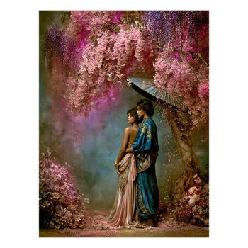 Cuadro con cerezo y pareja en alu-dibond multicolor 30x40 cm