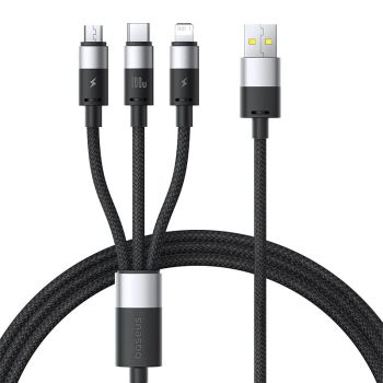 Cable Baseus Serie de Velocidad Estelar 100W USB-A a Type-C/Micro/iP para Carga Rápida y Transmisión de Datos Núcleo de