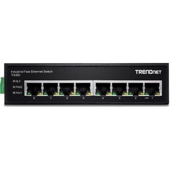 Switch Industrial Trendnet TI-E80 8 Puertos Fast Ethernet DIN-Rail IP30 Negro