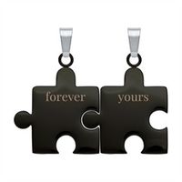 colgante para pareja forever yours de acero inoxidable negro