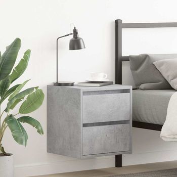 Mesillas De Noche De Pared - Dormitorio - Madera Ingeniería - Gris Hormigón (38x34x40cm)