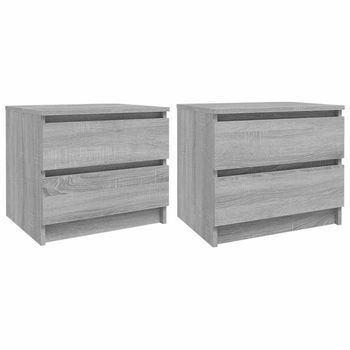 Juego De 2 Mesitas De Noche - Mesillas Contrachapado Gris Sonoma 50x39x43,5 Cm Mc4562