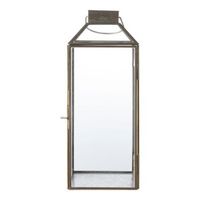 farol de cristal y metal con aspecto de laton antiguo de 35 cm