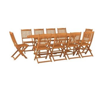 Set de comedor para jardín 11 piezas madera maciza de acacia