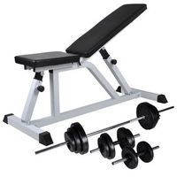 banco de entrenamiento con juego de barras y mancuernas 305 kg vidaxl