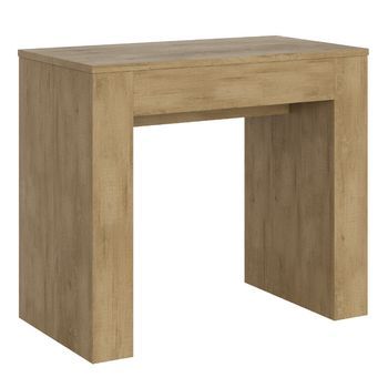 Consola Extensible De Madera Extra 90x49/307 Cm-color Natural-soporte 2 Pies