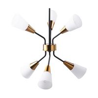 lampara de techo metal dorado blanco 133 cm 6 pantallas cristal opal estilo clasico aroyo vi