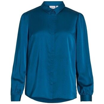 Vila Blusa Noos Ellette Satin Shirt - Moroccan Blue para mujer