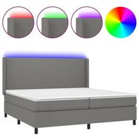 estructura de cama led con cabecero con somier colchon 200x200 cm tela gris oscuro tdl0208313