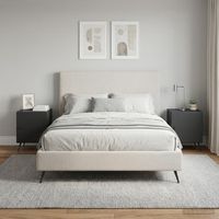 set de 2 mesitas de noche - mueble de dormitorio - madera de ingenieria - negro 43x345x50cm
