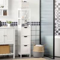 columna de bano de mdf homcom 30x30x1416 cm blanco