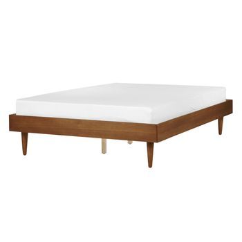 Cama Moderna 140 X 200 Cm Con Somier De Láminas Sin Cabecero Madera De Fresno Marrón Toucy