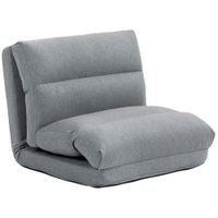 homcom sillon de suelo sofa perezoso sillon convertible en cama reclinable 90 a 180 tela - 70x41x56 cm - gris   aosom espana