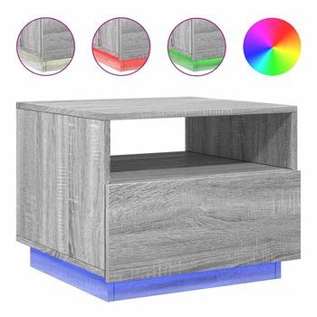 Mesa De Café - Mesa De Centro Con Luces Led Gris Sonoma 50x49x40 Cm