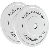 juego de 2 discos bumper olimpicos de 5kg body revolution - blanco