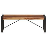 mesa de centro 120x60x40 cm madera maciza de acacia y acero con recubrimiento en polvo - marron