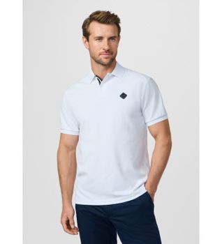 Hackett London para hombre. HM5600113 Polo con logo fit clásico blanco (XXL), Casual, Algodón, Manga corta