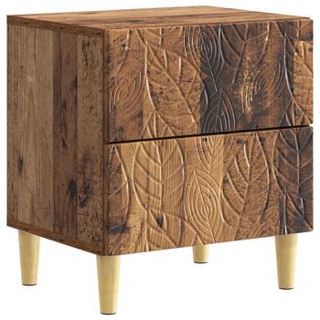 Mesita De Noche 43x34,5x48 Cm Madera Maciza De Eucalipto - Marrón