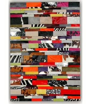 Alfombra Piel Patchwork Multy Stripes