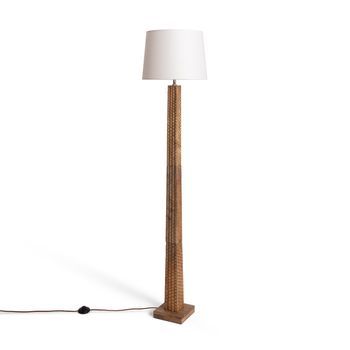 Lámpara De Pie Madera Kyathi Iluzzia Blanco