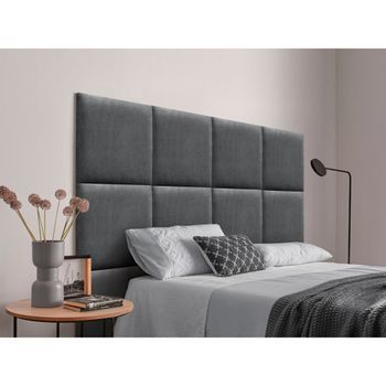 Dhome Cabecero Tapizado Para Camas De 120cm Compuesto De Paneles Autoadhesivos Intercambiables De Tela Acualine Cama Lujo Dormitorio Acolchado (gris