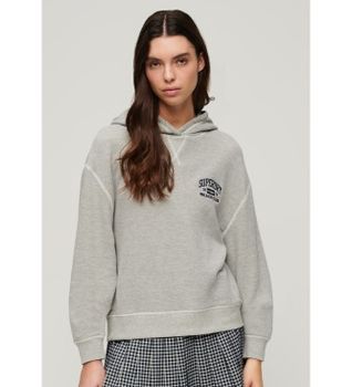 Superdry para mujer. W2012071A Sudadera con capucha Athletic Essential gris (S), Casual, Algodón, Manga larga