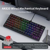 teclado mecanico para juegos ajazz ak820 con cable perilla de ajuste metalica 75 teclado mecanico de oficina luz blanca diy