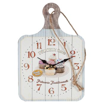 WANDERLUST DECO Reloj de Pared Blanco de Madera Estilo Minimalista 27x40x2h Cm