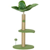 pawhut arbol rascador para gatos 83 cm con hojas artificiales y 2 juguetes verde   aosom espana