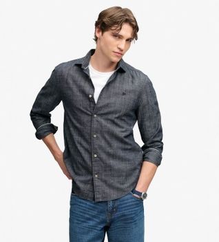 Superdry para hombre. M4011110A Camisa Essentials Chambray azul marino (XL), Casual, Algodón, Manga larga