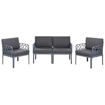 Conjunto De Jardín Moderno 4 Plazas Estructura Sintética Con Cojines Gris Oscuro Eriche