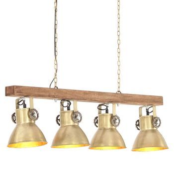 Lámpara De Techo Industrial Madera De Mango Latón E27 Vidaxl