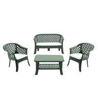 tresillo veranda verde mas cojines conjunto