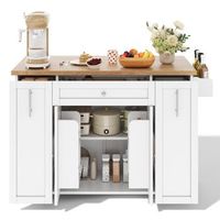 isla de cocina movil con encimera plegable carrito de cocina con ruedas 3 cajones y 2 puertas 120x70x87 cm mdf blanco