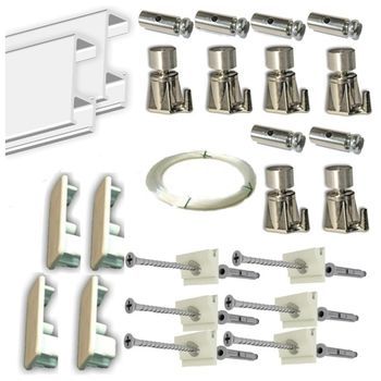Pack De Ganchos Automáticos Con Guía De 3 Metros Y 6 Colgadores Color Blanco Con Hilo De Nylon Para Colgar Cuadros O Marcos. (blanco, 3 Metros)