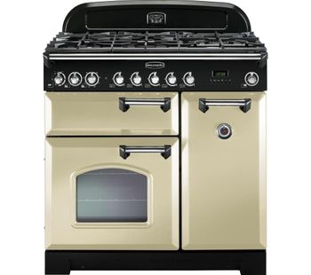 RANGEMASTER Classic Deluxe 90 Dual Fuel Range Cooker - Cream & Chrome, Cream