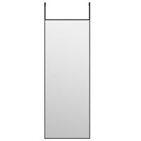 espejo de puerta cristal y aluminio negro 30x80 cm