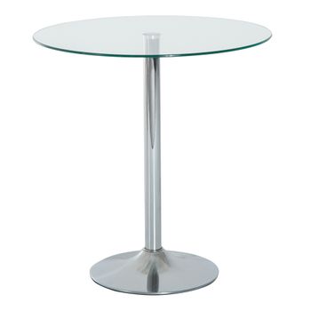HOMCOM Mesa de Comedor Redonda para 2 Personas Mesa de Cocina Moderna con Superficie de Vidrio Templado para Salón Plateada