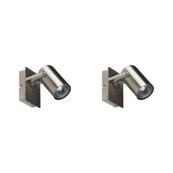 Conjunto De 2 Lámparas De Pared De Metal Plateado Focos Luz Orientable Klip