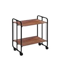 carrito camarera estructura metalica negra bandejas color cedro