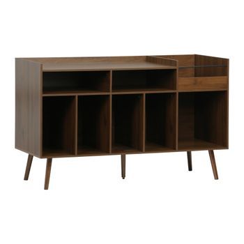 Mueble De Vinilos Xl Vintage Efecto Madera Oscura, 130cm, Madera