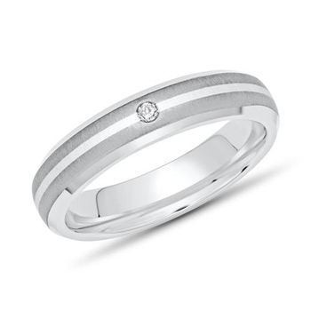 Anillo moderno titanio incrustación plata 4mm & diamante
