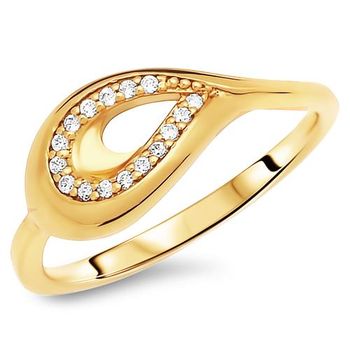 Anillo moderno de plata 925 bañado en oro circonita